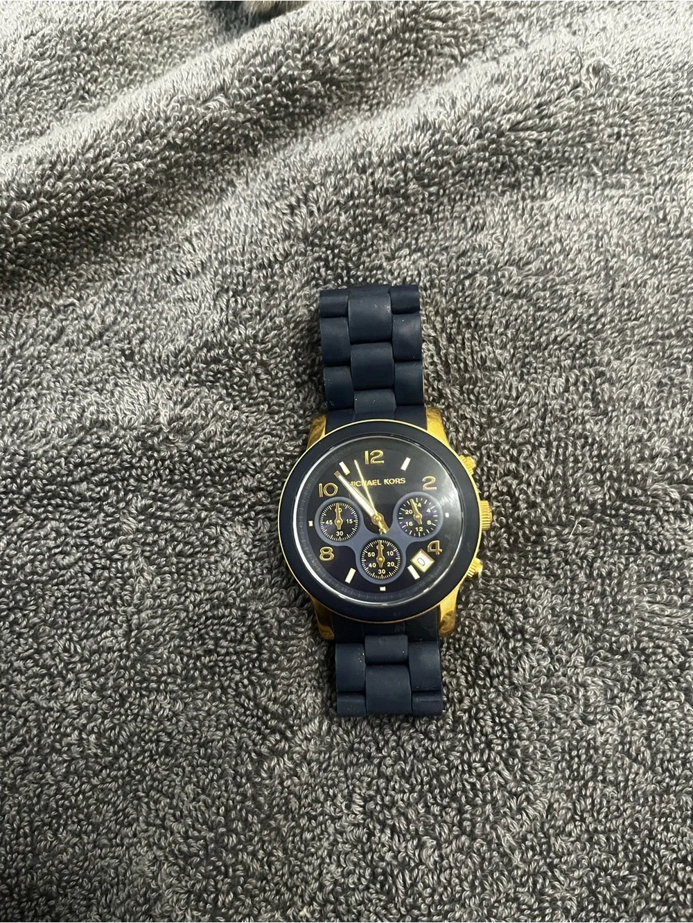 Michael Kors Navy and Gold Silicone Chronograph Watch MK5316